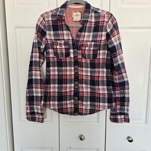 Hollister Plaid flannel button up shirt medium